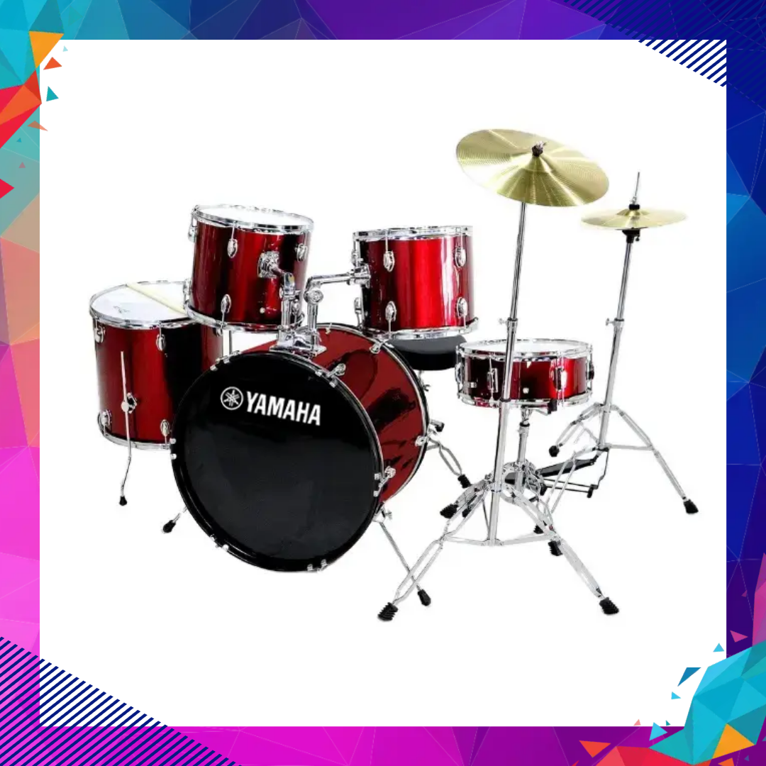 YAMAHA Gig maker 5Pc Acoustic Full Drum Set With Cymbals & Seat (Red)